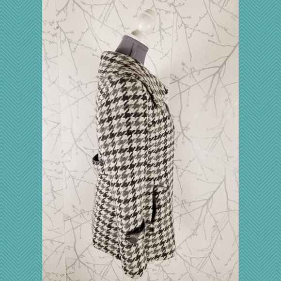 Soia & Kyo White Houdstooth Wool Blend Peacoat - Picture 5 of 9
